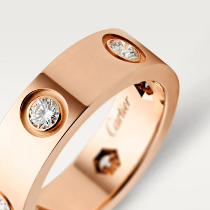[ElanLuxe Jewelry]LOVE 5.5MM 6 DIAMOND RING