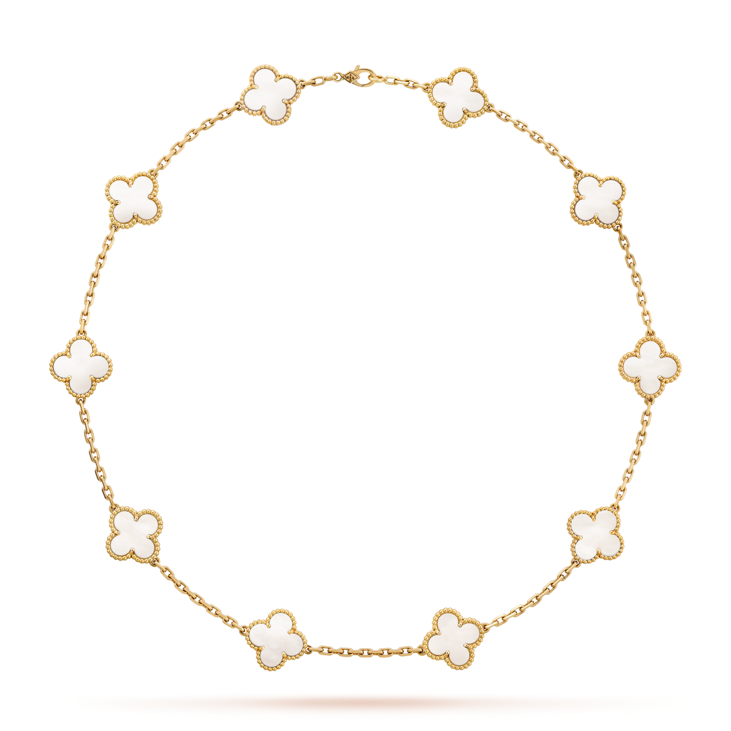 [ElanLuxe Jewelry]CLOVER 10 MOTIFS WHITE MOTHER OF PEARL NECKLACE