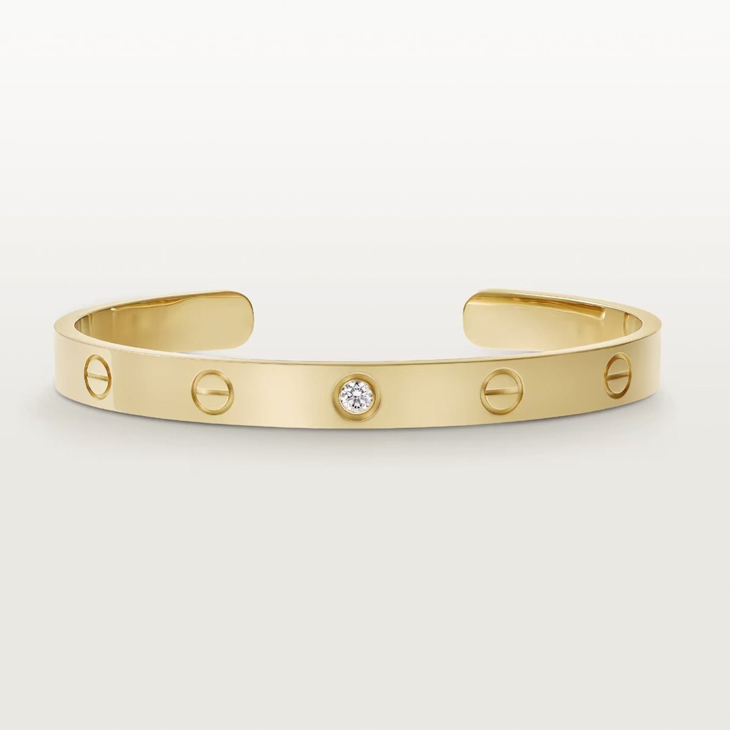 [ElanLuxe Jewelry]LOVE BRACELET 6.1MM 1 DIAMOND OPEN CUFF