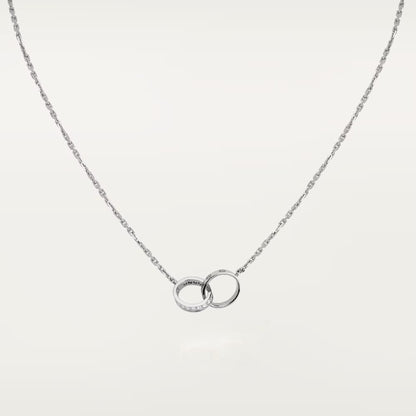 [ElanLuxe Jewelry]LOVE DOUBLE RING HALF DIAMOND NECKLACE