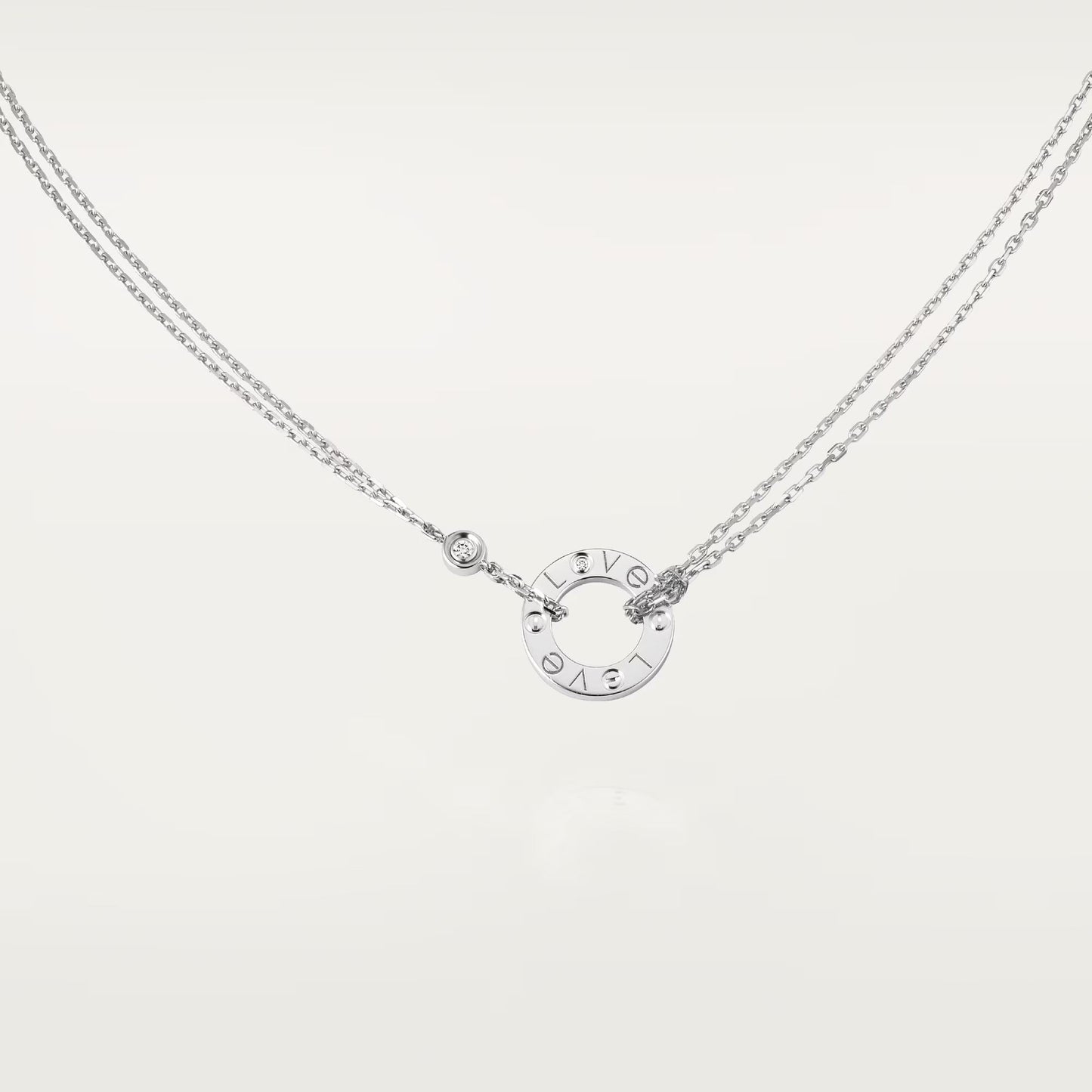 [ElanLuxe Jewelry]LOVE NECKLACE 16MM 2 DIAMONDS