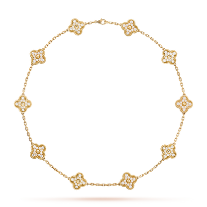 [ElanLuxe Jewelry]CLOVER 10 MOTIFS DIAMOND NECKLACE