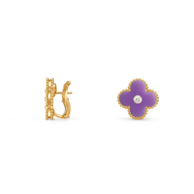 [ElanLuxe Jewelry]CLOVER 15MM MOP DIAMOND EARRINGS COLLECTION