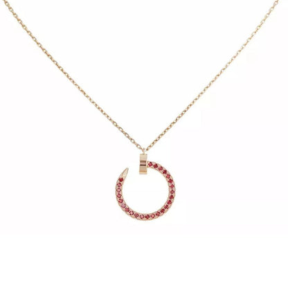 [ElanLuxe Jewelry]JUSTE NECKLACE RED FULL DIAMONDS