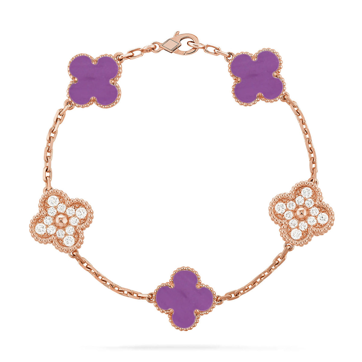 [ElanLuxe Jewelry] CLOVER 5 MOTIF VIOLET BRACELET COLLECTION