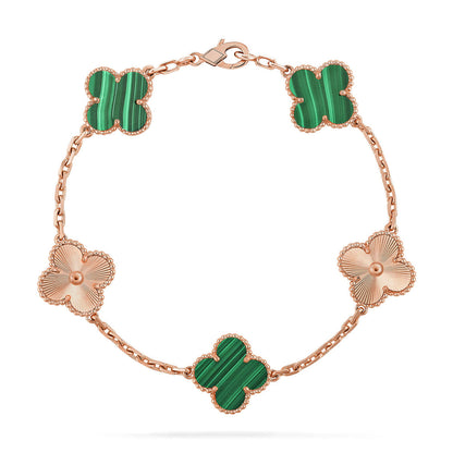 [ElanLuxe Jewelry] CLOVER 5 MOTIF MALACHITE BRACELET COLLECTION