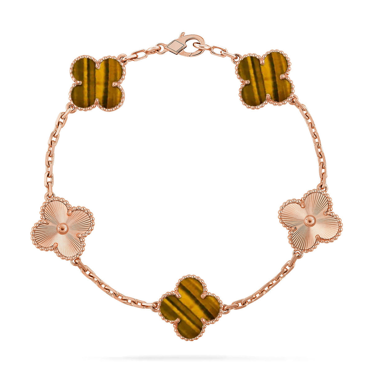 [ElanLuxe Jewelry] CLOVER 5 MOTIFS TIGER EYE BRACELET COLLECTION