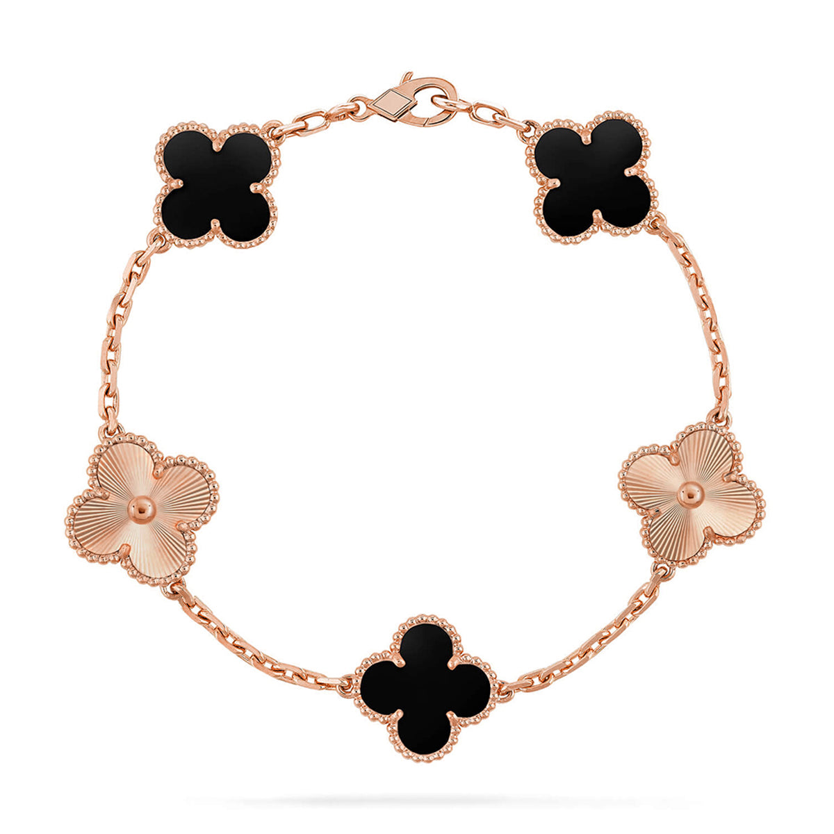 [ElanLuxe Jewelry] CLOVER 5 MOTIF ONYXS BRACELET COLLECTION