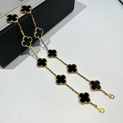 [ElanLuxe Jewelry]CLOVER  5 MOTIFS BLACK ONYX BRACELET