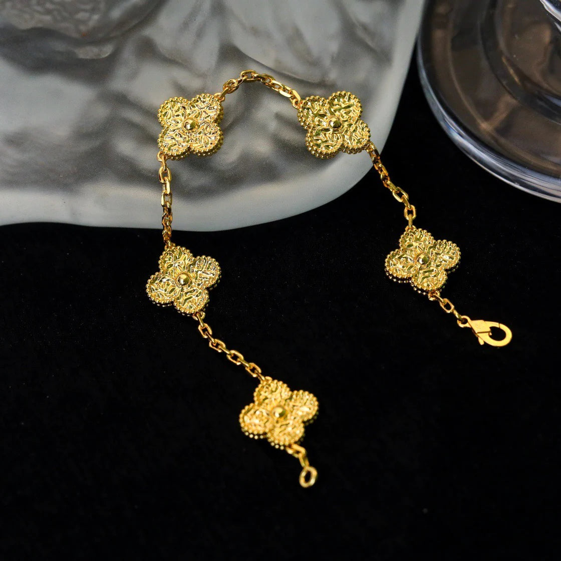 [ElanLuxe Jewelry]CLOVER 5 MOTIFS BRONZING BRACELET