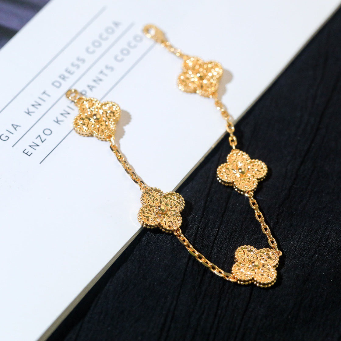 [ElanLuxe Jewelry]CLOVER 5 MOTIFS BRONZING BRACELET