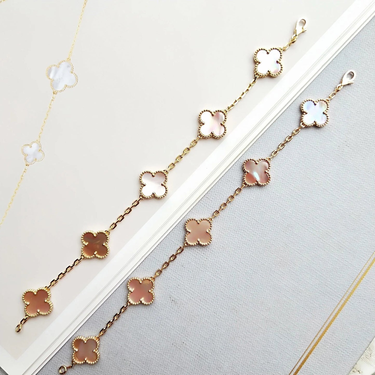 [ElanLuxe Jewelry]CLOVER 5 PINK MOP BRACELET