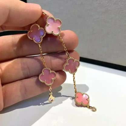 [ElanLuxe Jewelry]CLOVER 5 PINK MOP BRACELET