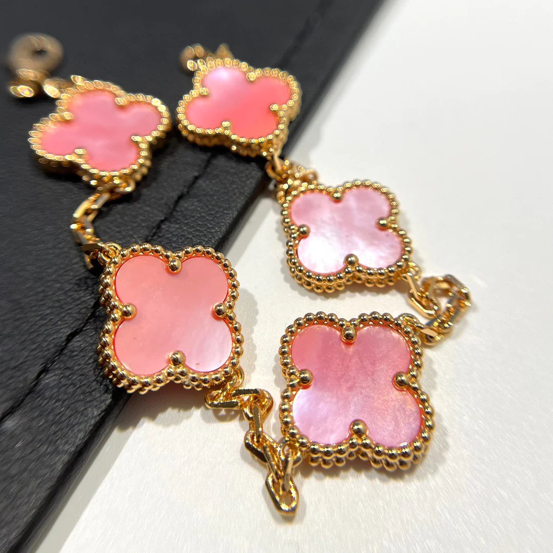[ElanLuxe Jewelry]CLOVER 5 PINK MOP BRACELET