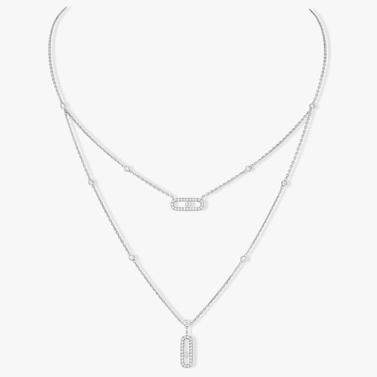 [ElanLuxe Jewelry]MOVE 2 ROW DIAMOND NECKLACE