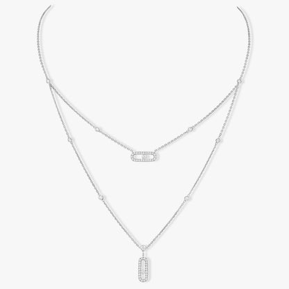 [ElanLuxe Jewelry]MOVE 2 ROW DIAMOND NECKLACE