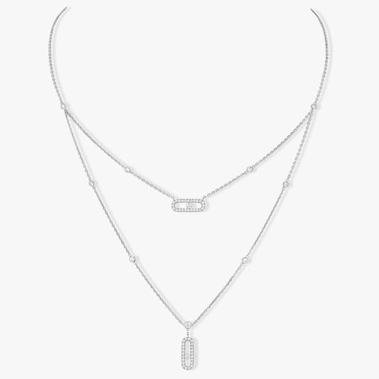 [ElanLuxe Jewelry]MOVE 2 ROW DIAMOND NECKLACE