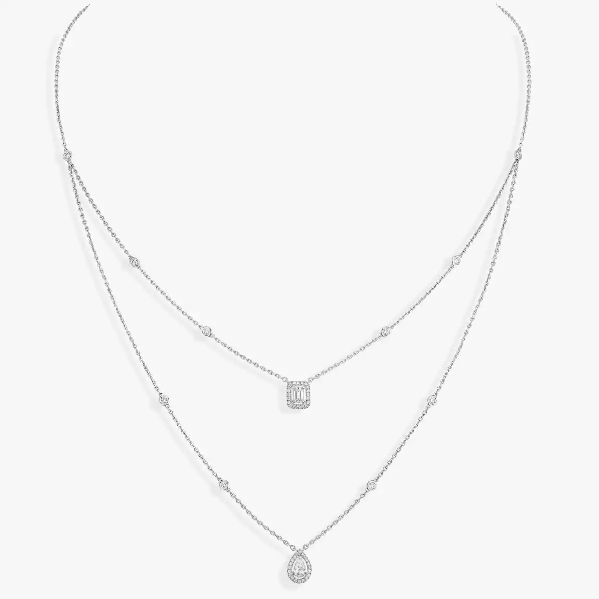 [ElanLuxe Jewelry]Diamond Necklace My Twin 2 Rows