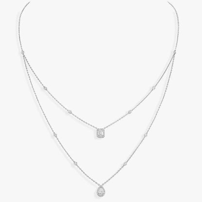 [ElanLuxe Jewelry]Diamond Necklace My Twin 2 Rows