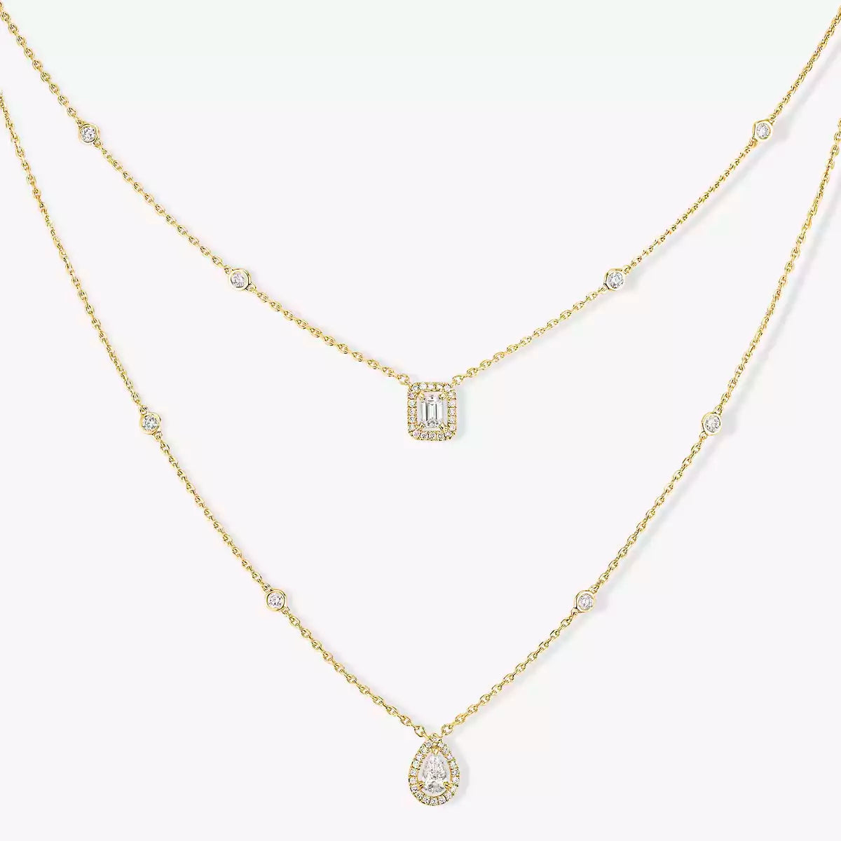 [ElanLuxe Jewelry]Diamond Necklace My Twin 2 Rows