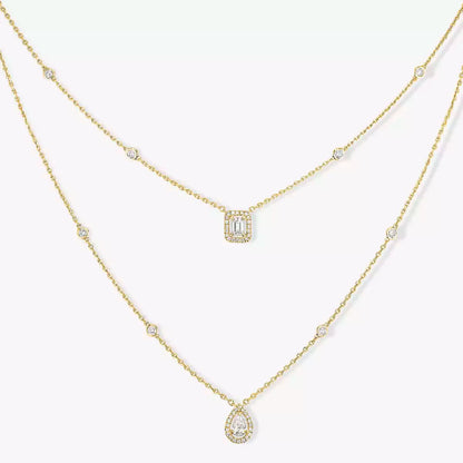 [ElanLuxe Jewelry]Diamond Necklace My Twin 2 Rows