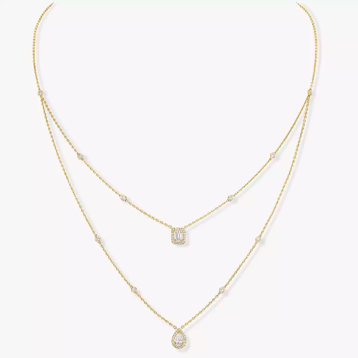 [ElanLuxe Jewelry]Diamond Necklace My Twin 2 Rows