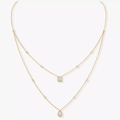 [ElanLuxe Jewelry]Diamond Necklace My Twin 2 Rows