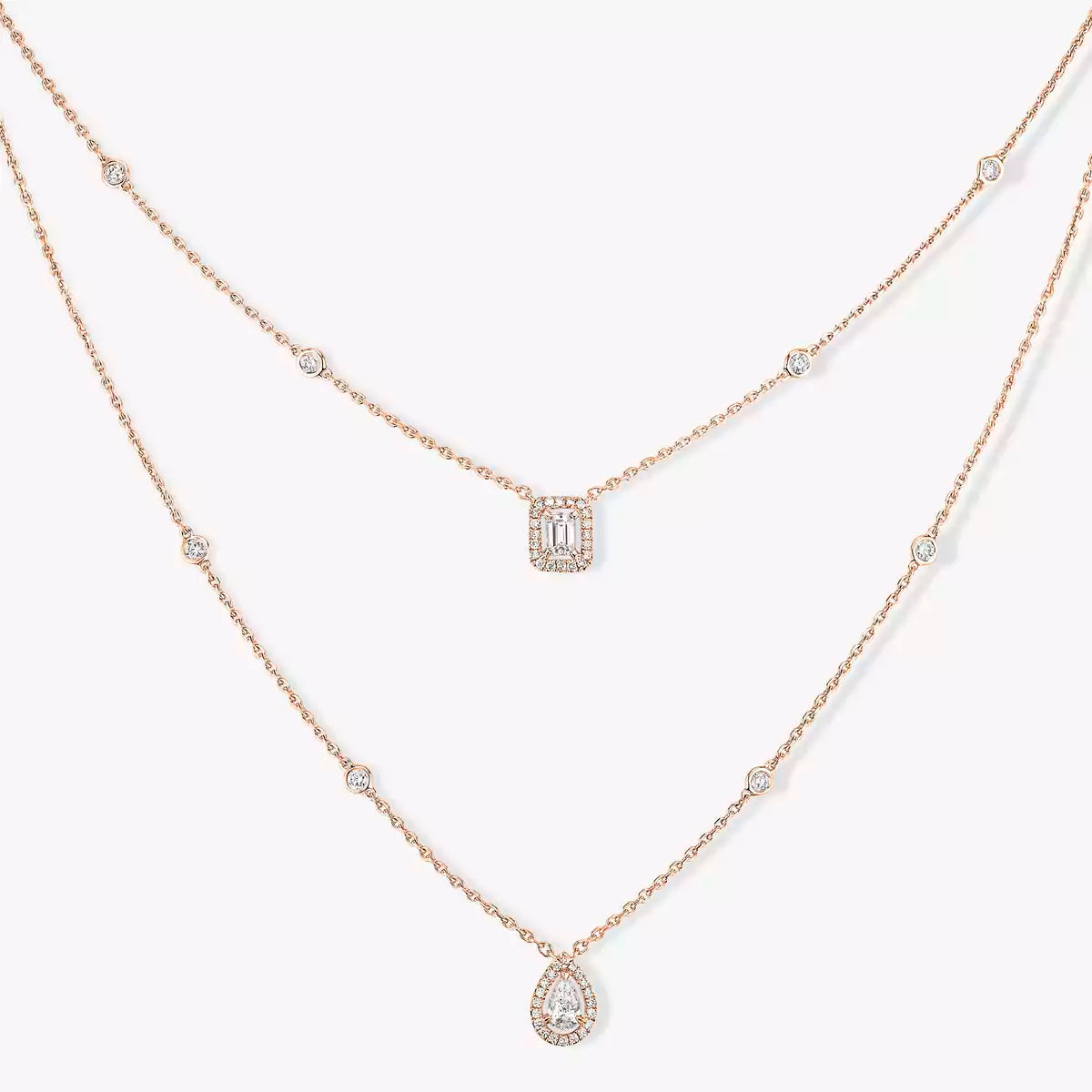 [ElanLuxe Jewelry]Diamond Necklace My Twin 2 Rows