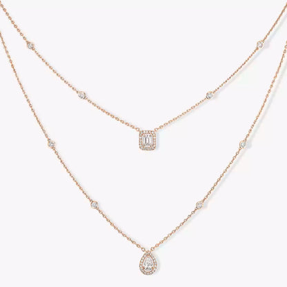 [ElanLuxe Jewelry]Diamond Necklace My Twin 2 Rows