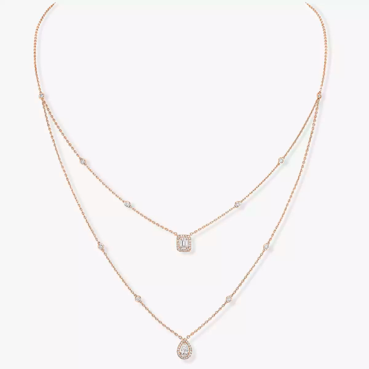 [ElanLuxe Jewelry]Diamond Necklace My Twin 2 Rows