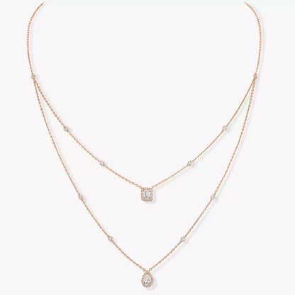 [ElanLuxe Jewelry]Diamond Necklace My Twin 2 Rows