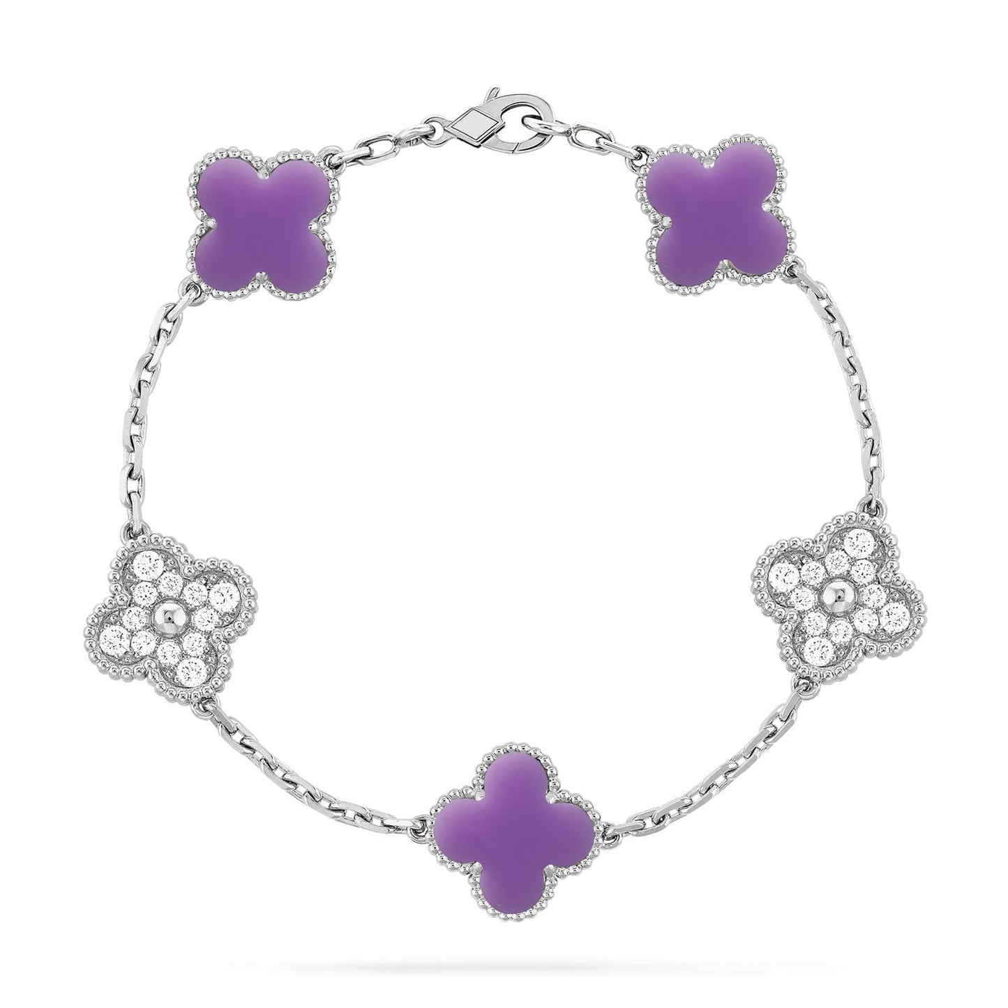 [ElanLuxe Jewelry]CLOVER 5 MOTIF LIGHT PURPLE BRACELET COLLECTION