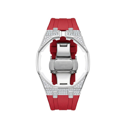 Strap For Ap Swatch Royal Oak Pop Exclusive Steel Case With Diamond(Moissanite) & Silicone Strap