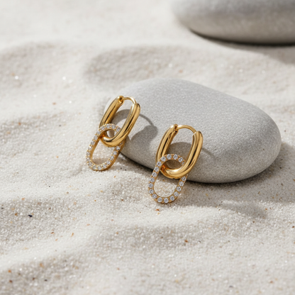 [ElanLuxe]Aina Double Hoop Diamond Earrings