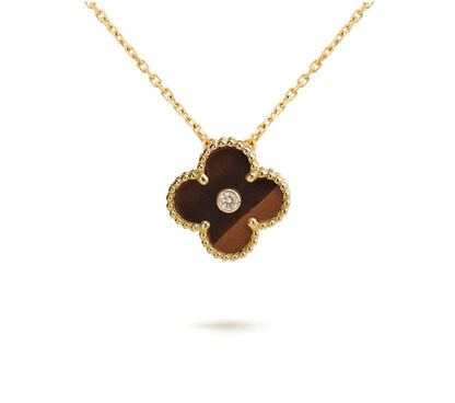 [ElanLuxe Jewelry]CLOVER 15MM DIAMOND SINGLE FLOWER NECKLACE COLLECTION