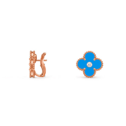 [ElanLuxe Jewelry]CLOVER 15MM MOP DIAMOND EARRINGS COLLECTION