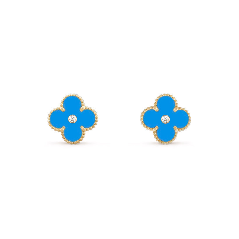 [ElanLuxe Jewelry]CLOVER  15MM DIAMOND EARRINGS COLLECTION