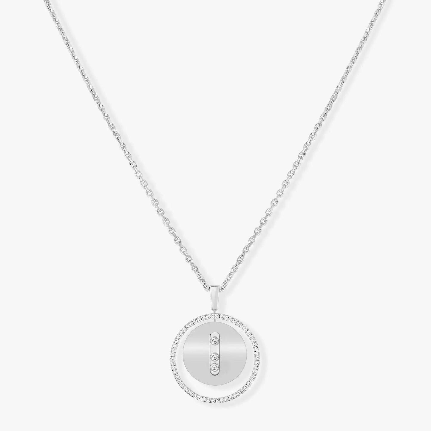 [ElanLuxe Jewelry]LUCKY MOVE MM SILVER DIAMOND NECKLACE