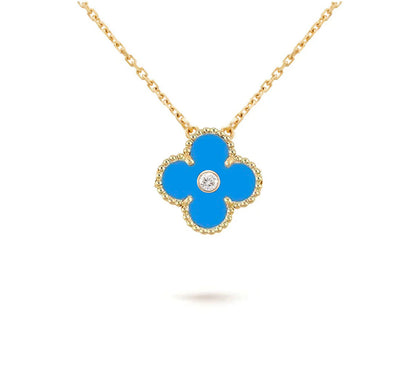 [ElanLuxe Jewelry]CLOVER 15MM DIAMOND SINGLE FLOWER NECKLACE COLLECTION