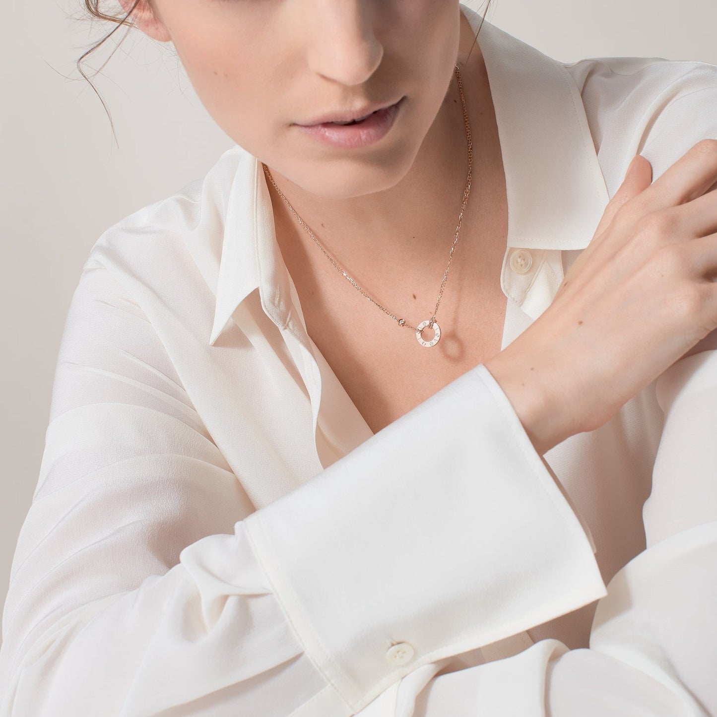 [ElanLuxe Jewelry]LOVE NECKLACE 16MM 2 DIAMONDS