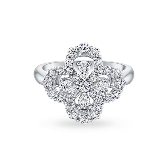 [ElanLuxe Jewelry]LOOP RING FULL MOTIF DIAMOND 16MM SILVE
