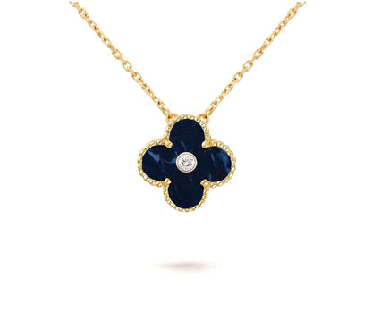 [ElanLuxe Jewelry]CLOVER 15MM DIAMOND SINGLE FLOWER NECKLACE COLLECTION