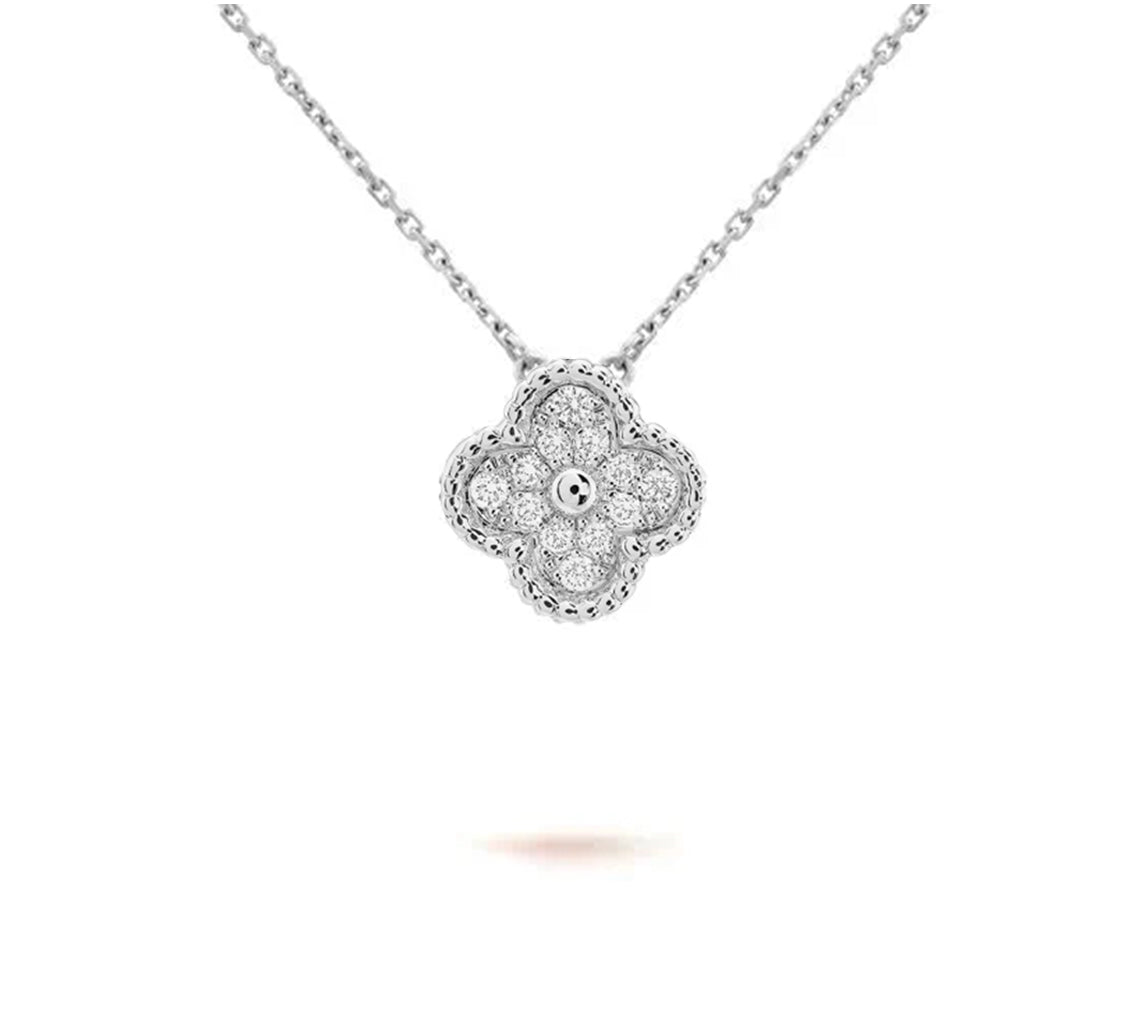 [ElanLuxe Jewelry]CLOVER 15MM NECKLACE SILVER COLLECTION