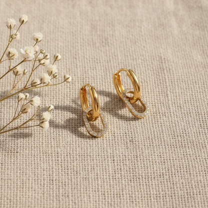 [ElanLuxe]Aina Double Hoop Diamond Earrings