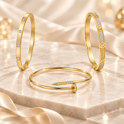 [ElanLuxe Jewelry] JUSTE Diamond & LOVE Diamond Bracelet Stack Set