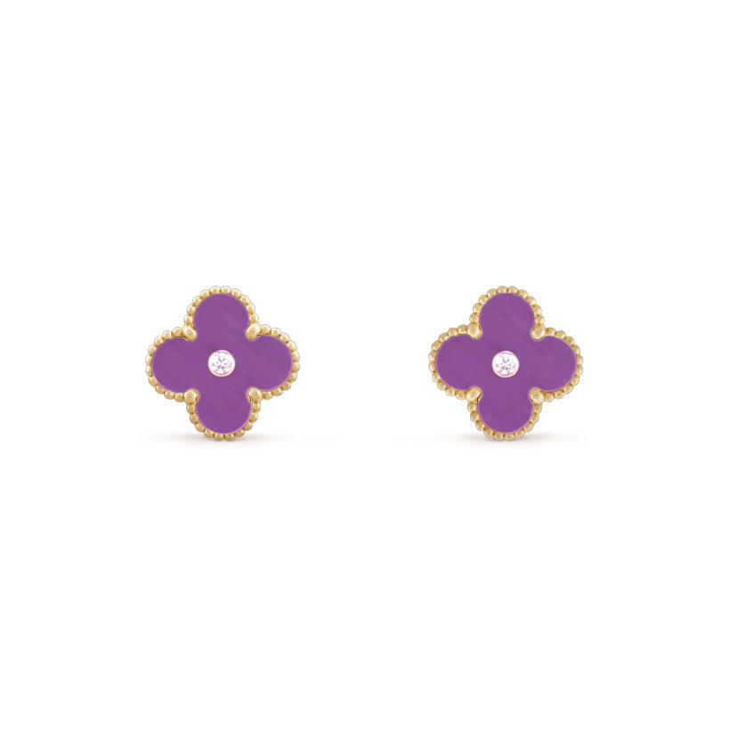 [ElanLuxe Jewelry]CLOVER  15MM DIAMOND EARRINGS COLLECTION