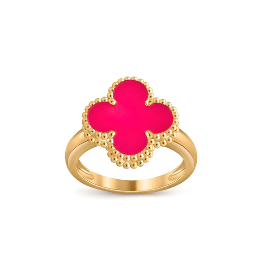 [ElanLuxe Jewelry]NEW CLOVER PINK ENAMEL RINGS