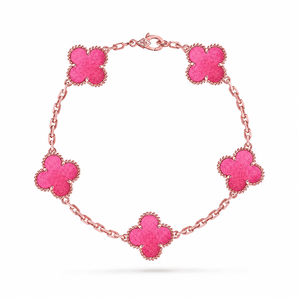 [ElanLuxe Jewelry]NEW CLOVER 5 MOTIFS PINK ENAMEL BRACELET
