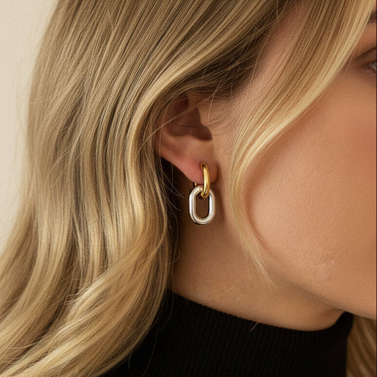 [ElanLuxe]Pippa Two Tone Double Hoops