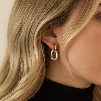 [ElanLuxe]Pippa Two Tone Double Hoops